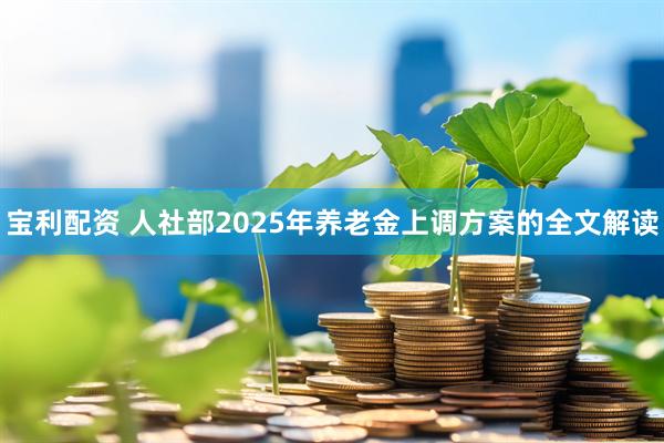宝利配资 人社部2025年养老金上调方案的全文解读